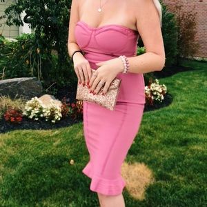 BLUSH BANDAGE COCKTAIL DRESS